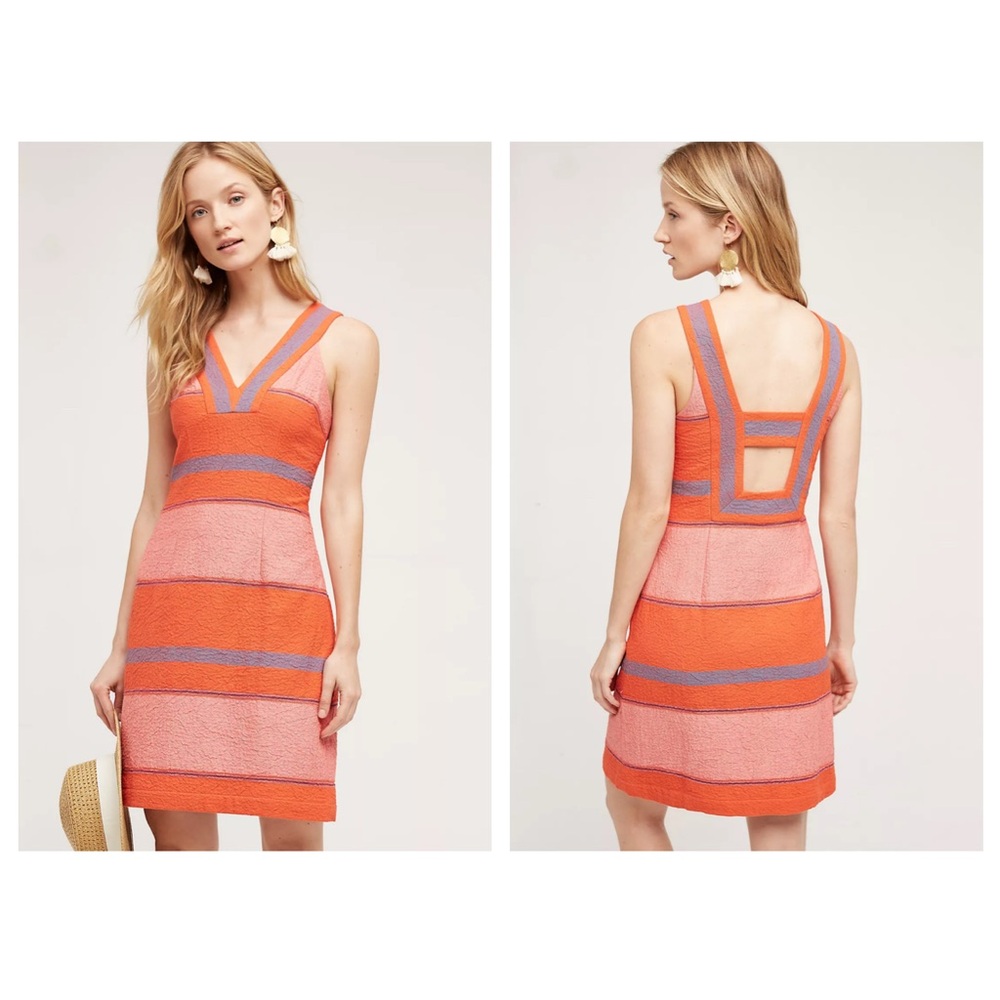 Anthropology HD in Paris Sorbet Stripe Shift Dress Cotton Size 2